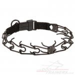 Black Stainless Steel Great Dane Pinch Collar with Click Lock Buckle - 1/8 inch (3.2 mm) link diameter