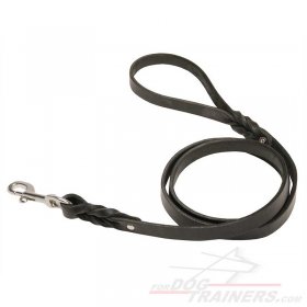"Full Control" Braided Leather Great Dane Leash With Stainless Steel Snap-hook