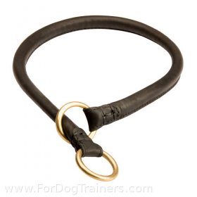 Rolled Leather Choke Collar for Great Dane