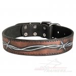 Barbed Wire Painted Leather Great Dane Collar for Walking