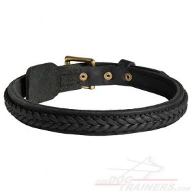 Narrow Leather Great Dane Collar with Handmade Braids