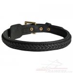 Narrow Leather Great Dane Collar with Handmade Braids