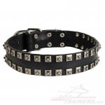 Leather Great Dane Collar With Vintage Cones