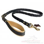 Braided Leather Great Dane Leash with Padded Handle