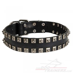 Leather Great Dane Collar With Vintage Cones