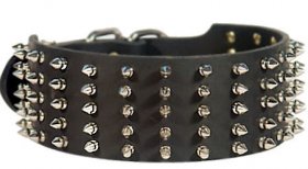 Wide Spiked Leather Collar For Great Dane Handling