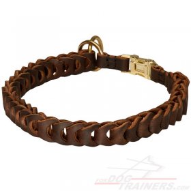 Stylish Braided Leather Great Dane Choke Collar with Quick Release Buckle