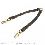 "Easy Walking" Leather Great Dane Coupler with Brass Snap Hooks
