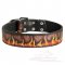Painted Walking Leather Great Dane Collar with Flames