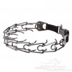'Expert' Black Stainless Steel Great Dane Pinch Collar with Click Lock Buckle - 1/6 inch (4 mm) prong diameter