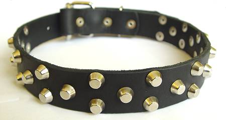 Studded Leather Great Dane Collar with Pyramids