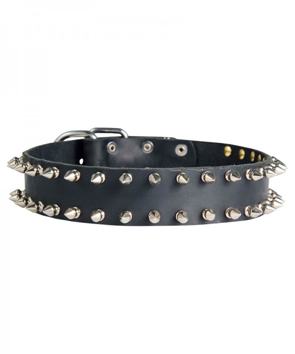 Wide Great Dane Spiked Collar of Pure Leather