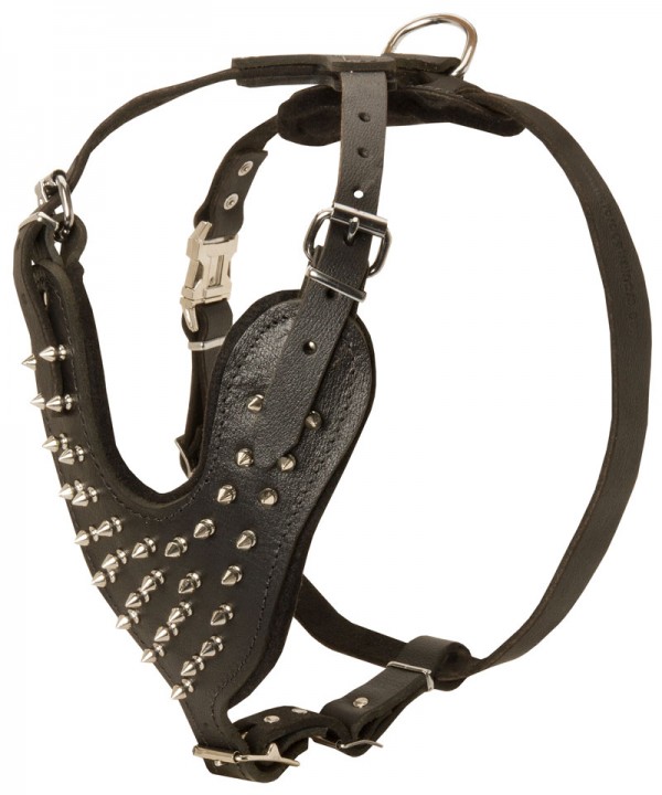 Spiked Leather Great Dane Harness for Fashion Dog Walking